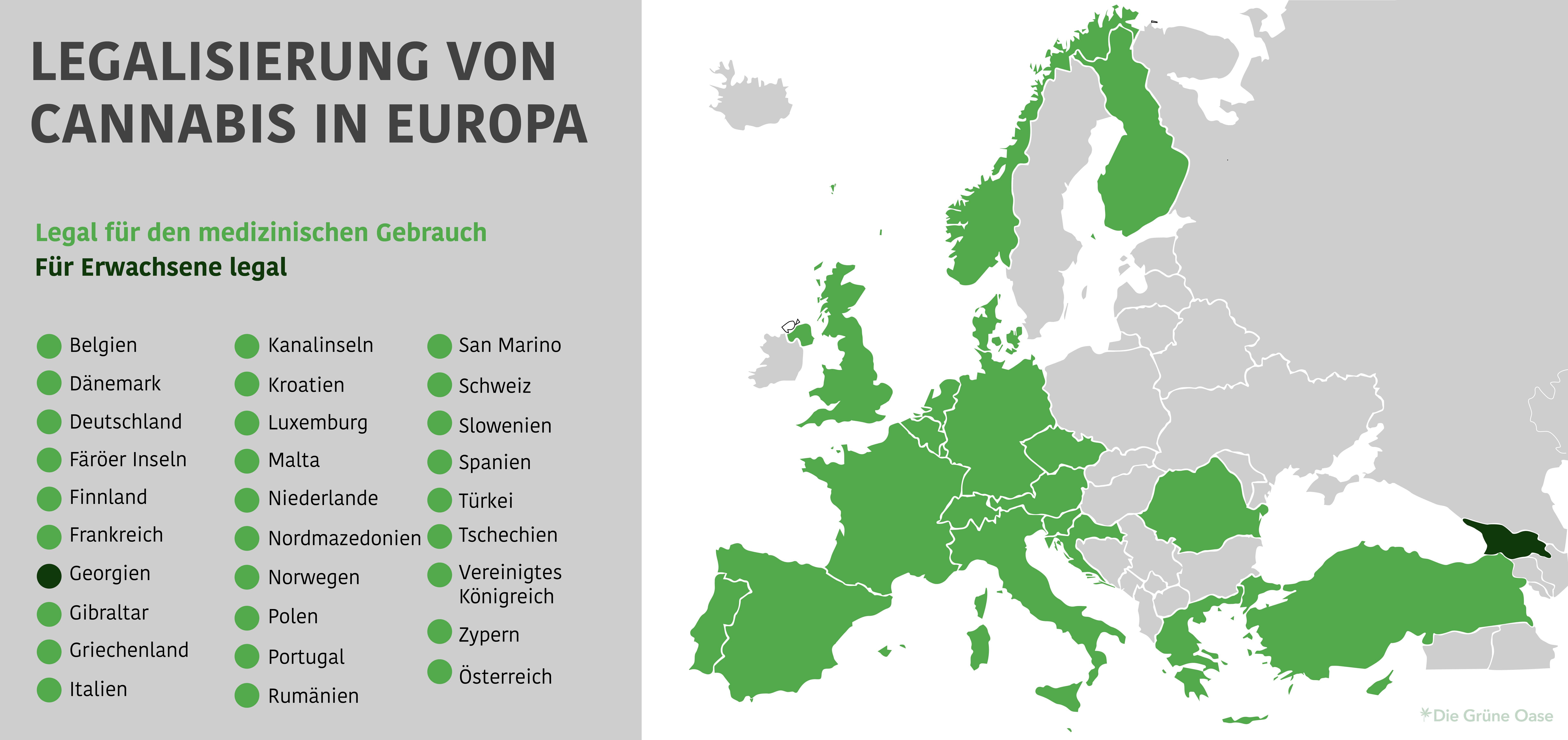 Legalisierung Cannabis in Europa Karte
